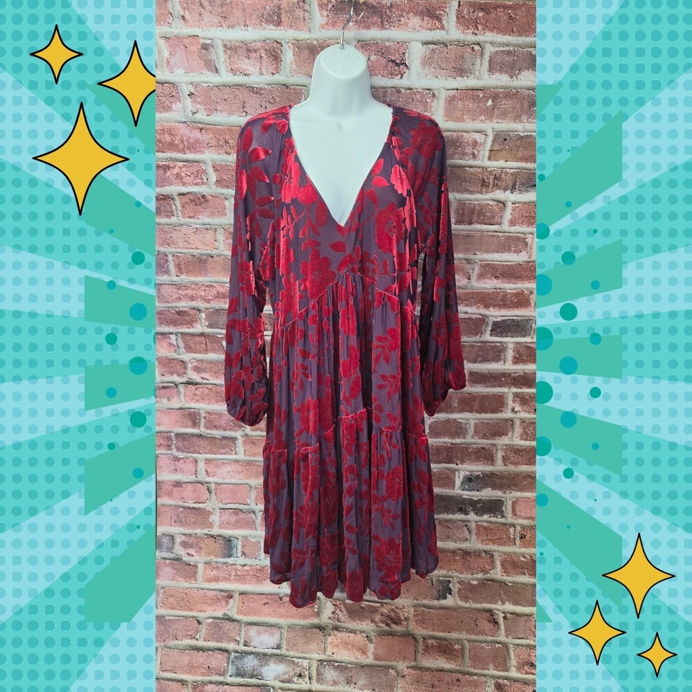 Women's‎ TAYLOR Floral Velvet Mini Dress Size 14